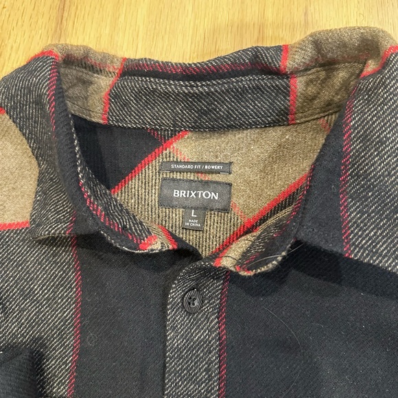 Brixton Black and Brown Plaid Shirt with Red Stripes - Picture 2 of 4